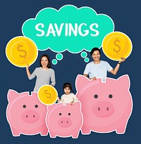 Happy family with savings for their future