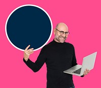 Programmer holding a blank circle