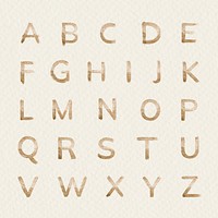 Painted gold glitter alphabet psd set font