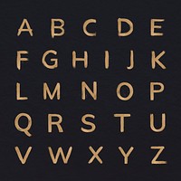 Gold metallic alphabet psd brushed typography
