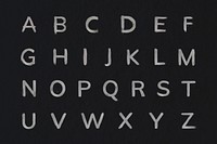 Silver alphabet psd set brushed stroke typography