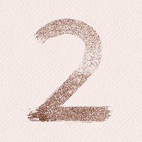 Rose gold 2 psd number brush glitter font