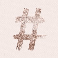 Psd hashtag symbol rose gold glitter brush font