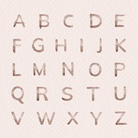 Glam rose gold glitter alphabet psd set brush stroke