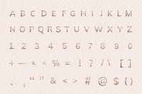 Alphabet set psd rose gold brush stroke numbers and symbols