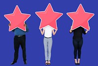 Diverse businesspeople showing star rating symbols