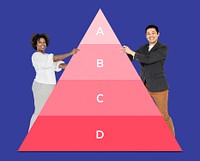 Man and woman holding a pyramid graph