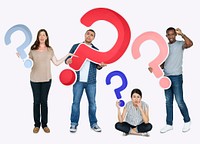 People holding question mark icons