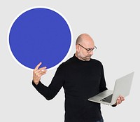Programmer holding a blank circle
