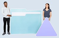 People with a folder and a triangle icons