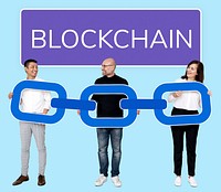 Diverse people with a block chain concept