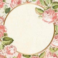 Gold botanical round frame vector vintage 