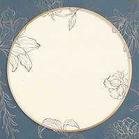 Gold floral round frame psd