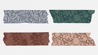 Leafy washi tape psd sticker set remix from artwork by William Morris