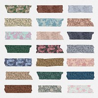 Leafy washi tape psd sticker set remix from artwork by William Morris