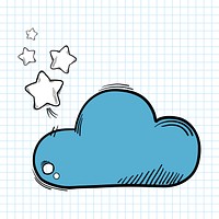 Psd cloud star pastel doodle cartoon clipart