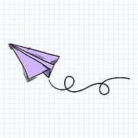Psd paper airplane pastel doodle cartoon clipart