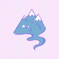 Psd mountains doodle cartoon teen sticker