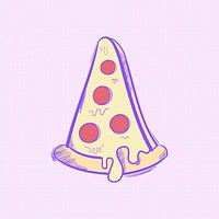 Psd pizza slice doodle cartoon teen sticker