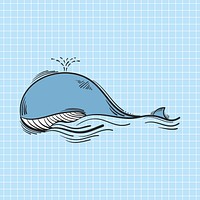 Psd whale  doodle cartoon teen sticker