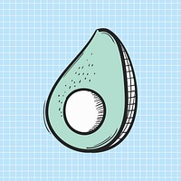 Psd avocado doodle cartoon teen sticker