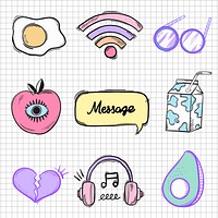 Funky vector social media icon hand drawn doodle cartoon sticker