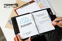 Text Brainstorm on a personal planner<br />