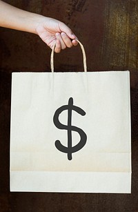 Dollar sign on a paper bag