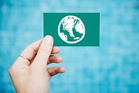 Green globe drawing on a card