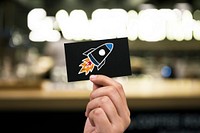 Rocket launch drawing on a card