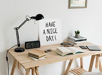 Minimal style workspace with a phrase Have a nice day