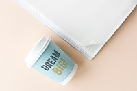 Coffee cup with a Dream big wording