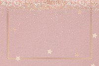 Glittery star pattern psd frame pink background