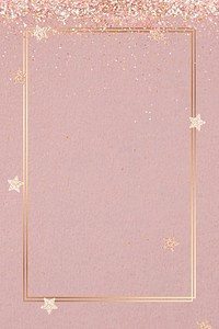 Festive shimmery vector frame pink star pattern