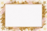 Festive glitter frame psd sparkly star pattern background