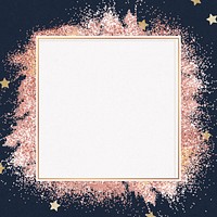Festive glitter frame psd sparkly star pattern background