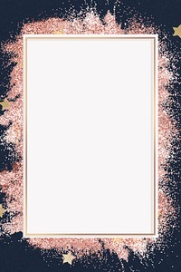 Festive pink glitter frame psd sparkly background