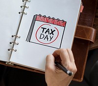 Tax day circled on a planner