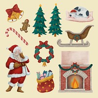 Christmas vibe ornament psd drawing set