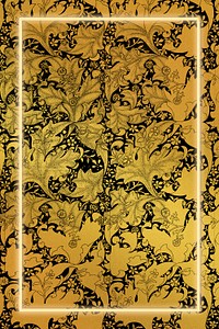 Golden botanical frame pattern remix from artwork by William Morris