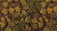 Golden floral desktop wallpaper, vintage background remix from artwork by William Morris