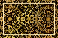 Golden floral pattern psd frame remix from artwork by William Morris