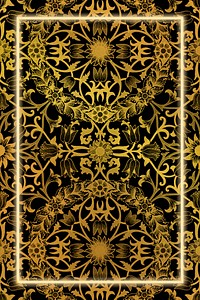 Golden botanical frame pattern psd remix from artwork by William Morris