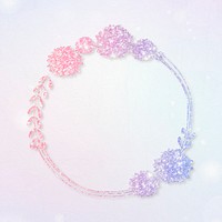 Psd floral wreath border glitter effect