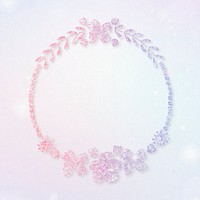 Psd floral wreath border glitter effect