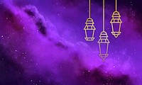 Ramadan decorative lights on colorful background