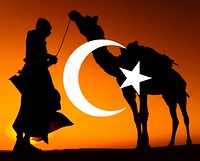 The Islamic crescent moon and star