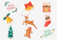 Christmas decorations psd glitter illustration collection