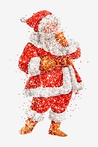 Glitter Santa Claus psd Christmas illustration