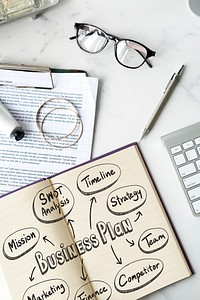 Business plan written in a notebook